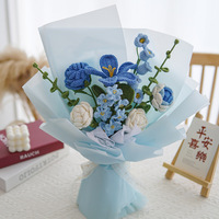 Nouveau bouquet de grandes roses artificielles faites à la main 2025, tricoté au crochet avec du fil de laine pour la Saint-Valentin ou les cadeaux de Noël