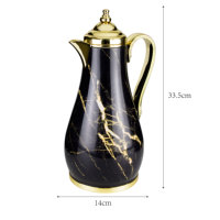 Revestimiento de vidrio 24 horas impresión personalizada 1l estilo árabe de lujo Dallah café agua tetera termo dorado plata