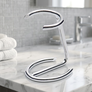 Support et porte-brosse à raser en acier chromé argenté de haute qualité, marque OEM, vente en gros - Product Image 4