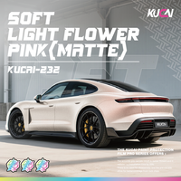 Film adhésif pour voiture PET Soft Light Flower Pink (mat) de qualité supérieure, papier métallisé changeant de couleur, rouleau d'autocollants en vinyle pour véhicule