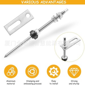 Stainless Steel Double-End Wood <b>Screw</b> Support Plate 4pcs For Corrugated Roof Solar Panel Installation Hot-Dip <b>Galvanized</b> - Product Image 5