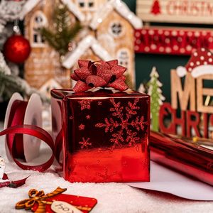 Elegant Holographic Sparkle Snowflake Christmas Gift Laser Gold Stamping <b>Paper</b> Wrapping for Winter Holiday Festive Decoration - Product Image 5