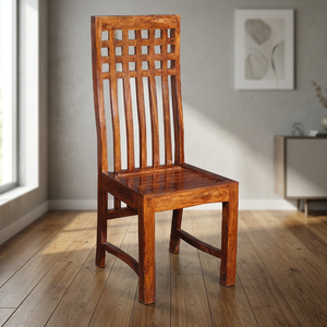 Modern Industrial Vintage Design High Back <b>Dining</b> <b>Chair</b> Metal Frame Indian Solid Mango Wood Legs for Kitchen <b>Dining</b> Room - Product Image 2