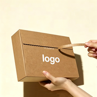 Boîtes d'expédition noires en carton ondulé kraft recyclé avec fermeture éclair et logo personnalisé, auto-adhésives, pour maquillage et jouets