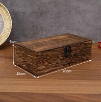 Organisateur de bijoux en bois de pin classique rectangulaire artisanal, décoration antique, coffre au trésor pirate, design multifonctionnel