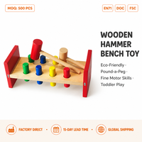 Juguete de Madera con Martillo y Bolas para Golpear, Juego de Coordinación Mano-Ojo para Niños Pequeños, Actividad Montessori, Regalo, Logotipo Personalizado OEM, ANNA BECK