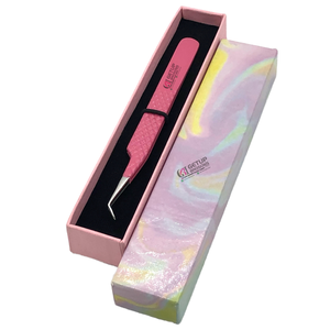 Professionnel nouveau Design rose poudre revêtement 45 degrés diamant poignée en acier inoxydable Extension de cils pince à épiler Instruments de beauté - Product Image 1