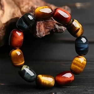 Bracciale HY <span class=keywords><strong>di</strong></span> Alta Qualità con Cristallo Singolo per Uomo e Donna, Intarsiato con <span class=keywords><strong>Pietra</strong></span> Naturale <span class=keywords><strong>Occhio</strong></span> <span class=keywords><strong>di</strong></span> <span class=keywords><strong>Tigre</strong></span> Rosso Tricolore - Product Image 1