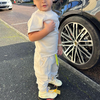 Ensemble de vêtements pour bébés garçons de haute qualité avec logo de marque personnalisé, t-shirt uni et pantalon cargo, vêtements d'été pour enfants