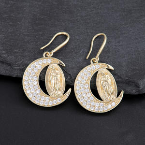 إكسسوارات أنيقة + طقم مجوهرات بدلاية على شكل قمر قلادة مادونا مطلية بالنحاس والذهب - Product Image 4