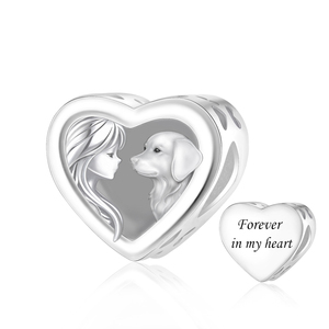 Abalorios de Plata con Diseño de Luna, Estrella, Niña Abrazando a un Perro, '<span class=keywords><strong>Para</strong></span> <span class=keywords><strong>Siempre</strong></span> en <span class=keywords><strong>Mi</strong></span> Corazón', <span class=keywords><strong>para</strong></span> Amantes de Mascotas, Perros y Ángeles, Compatibles con Pulseras Originales de Joyería Berloque - Product Image 2