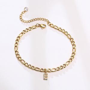 Moda Zircon 26 Carta Inicial Pingente Mulheres Tornozeleiras Ouro Cubano Link Cadeia Aço Inoxidável 18K Banhado A Ouro Tornozeleiras Impermeáveis - Product Image 5