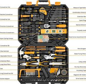 Ensemble d'outils de réparation automobile de 228 pièces, jeu d'outils combinés, ensemble d'outils mixtes, kit d'outils à main avec boîte à outils en plastique - Product Image 2