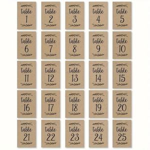 Wedding Reception Restaurant Birthday Party Event Centerpiece Reusable Double Sided Rustic Kraft Table Number 1-25 - Product Image 4