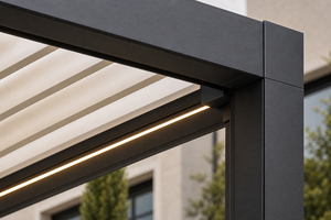 Pergola en aluminium RKOVE RK-C1 3*4m, résistante aux intempéries avec éclairage LED ambiant et écran d'intimité - Product Image 2