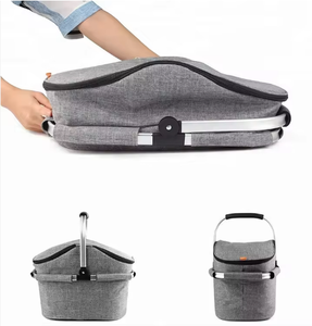 Panier isotherme pliable grande capacité avec logo personnalisé, poignée en aluminium, sac de transport portable pour pique-nique - Product Image 5