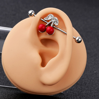 316L Acier Inoxydable Cerise Industrielle Barbell Piercing Bijoux Mignon Industriel Bar Piercing Bijoux Chaîne Industrielle Boucles D'oreilles