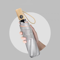 Paraguas de titanio de doble capa con revestimiento plateado, protección UV, 21 pulgadas, 10 varillas, plegable en tres partes, totalmente automático, resistente al viento y con gran flujo de aire.