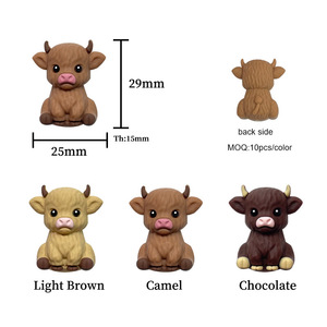 Cuentas de silicona epoxi 3D con forma de vaca y yake de las Tierras Altas, sueltas, para accesorios unisex infantiles, en stock, al por mayor - Product Image 5
