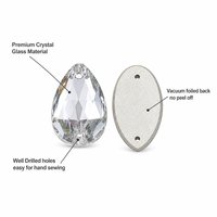 Strass en cristal de qualité supérieure en forme de poire, à dos plat, à coudre à la main, pour robe de mariée et robe de soirée