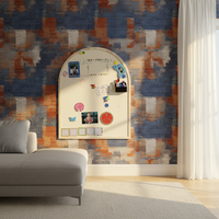 Tableau magnétique en MDF avec cadre en chêne Art Déco UCI, surface effaçable pour aimants numériques et lettres