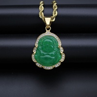 Blues acier inoxydable cristal strass bouddha collier à breloques pour femmes dame bijoux