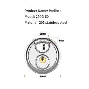 Cadenas à disque <span class=keywords><strong>de</strong></span> 60 mm pour porte <span class=keywords><strong>de</strong></span> garage, verrou coulissant pour extérieur, <span class=keywords><strong>maison</strong></span>, en acier inoxydable 201 - Product Image 1