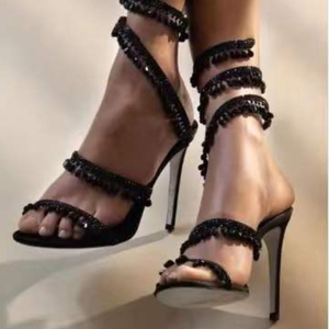 Chaussure Femme New Designer Rhinestone Ankle Strap <b>Wrap</b> Sandals Ladies Sexy Designer Heels for Night Club - Product Image 1