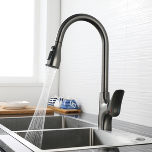 Hot and Cold Water Single Handle Pull-out Flexible Hoses Brushed Nickel Kitchen Faucet 59-1 Brass Modern - Product Image 4