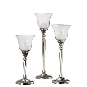 Indian suppliers Metal Candle Holder Stand with Glass Cup Removable Glass for Pillar / Tea Light Candles For Indoor & Outdoor