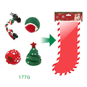 Weihnachten Haustier Geschenk box Set Santa Ball Ring ungiftig Kauen Quietschen Vinyl Baumwolle Seil Anzug Hundes pielzeug - Product Image 2