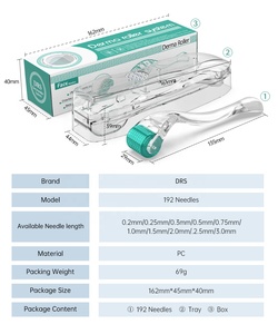 Etiqueta privada DRS192 Full Clear Medical Microneedling Mesoterapia Derma Roller 192 Rodillo de microagujas de acero inoxidable - Product Image 4