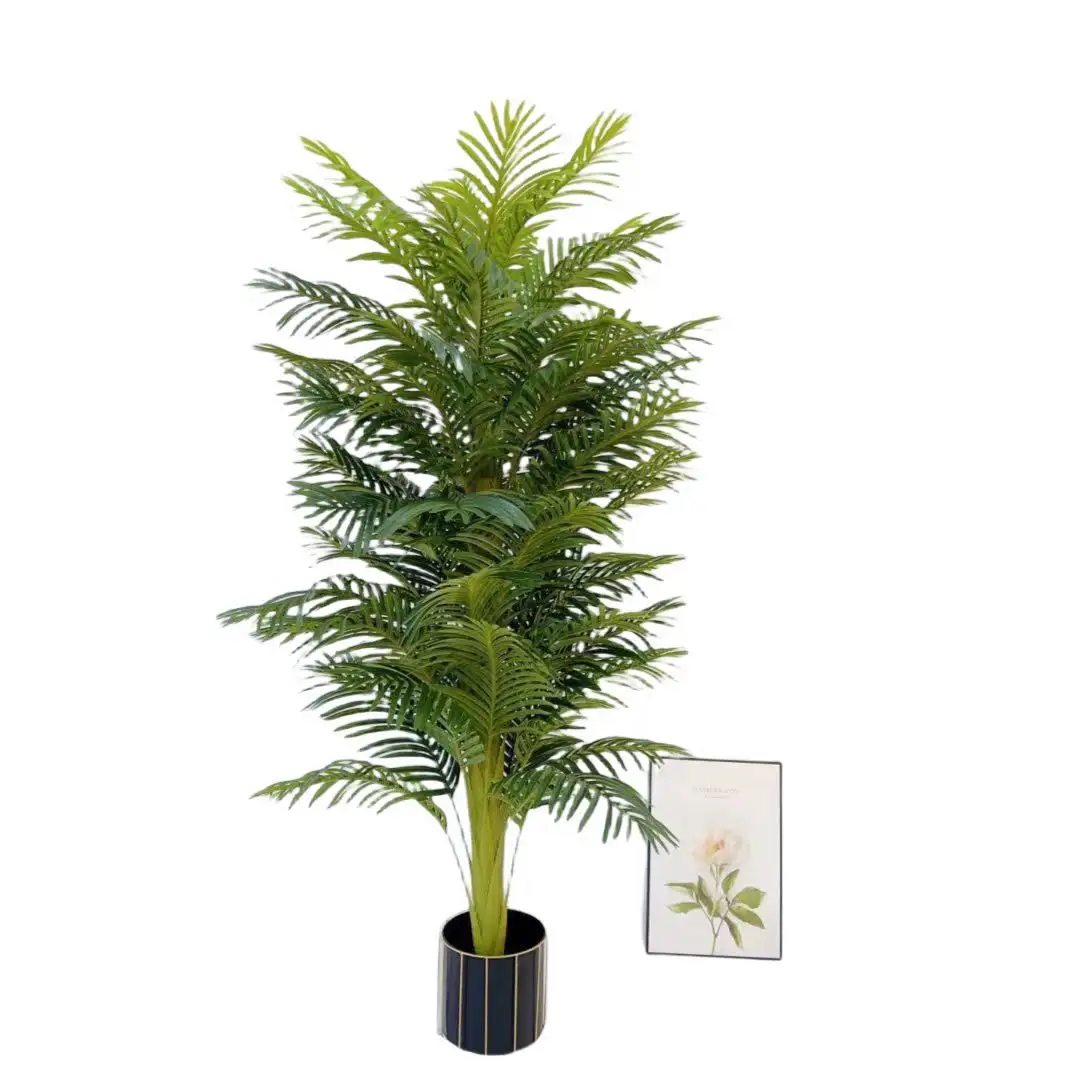 Pohon bonsai plastik pohon buatan untuk pohon palem buatan dalam ruangan dengan pot daun untuk hidup