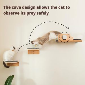 Creative Design Wood <strong>Cat</strong> <strong>Tree</strong> 4-Level 19x10 Inch <strong>Cat</strong> Mat Sleeping Playing <strong>Scratching</strong> Fish Mouth Wall Furniture for <strong>Cats</strong> - Product Image 4