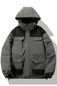 Logotipo personalizado Nueva chaqueta con capucha de color a juego a prueba de viento e impermeable ropa de trabajo al aire libre chaqueta acolchada de algodón - Product Image 2