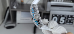 Hot-selling, Fashionable, Custom-made High-quality 055 Crystal Blue Transparent <b>Skeleton</b> Tourbillon <b>Automatic</b> Mechanical <b>Watch</b> - Product Image 4