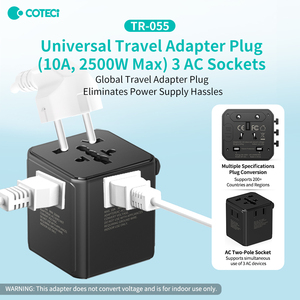 Coteci điện tiêu chuẩn biểu tượng tùy chỉnh du lịch quà tặng mini nhỏ 3 cổng 3AC Ổ Cắm Châu Âu cắm toàn cầu phổ Travel Adapter - Product Image 3