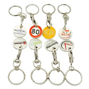 Hot Selling Custom Logo Round Supermarket Metal Shopping Cart Pound Key Chain Keychain <strong>Trolley</strong> <strong>Coin</strong> - Product Image 4