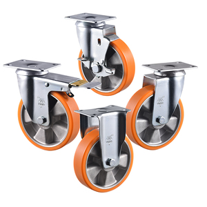 VIMA Industrial 3 4 5 Inch Swivel Caster PU Aluminum <b>Wheel</b> Castor Trolley Shopping <b>Cart</b> Medium Duty 200 to 300kg Load Capacity - Product Image 1