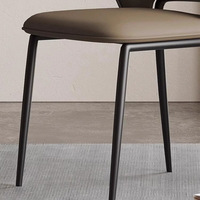 Chaise de salle à manger, mobilier d'intérieur, luxe léger, haut de gamme, style italien, moderne, minimaliste, en cuir, avec structure métallique, sans accoudoirs