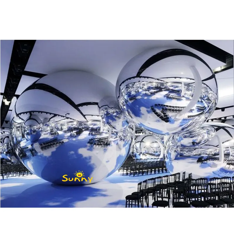 Floating PVC Disco Shinny Inflatable Mirror Ball Hanging Christmas inflatable mirror balloon for party