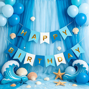 Ghirlanda Decorazioni per Feste di Compleanno Blu e Oro 14 Pezzi 4M Decorazioni per Interni - Product Image 5