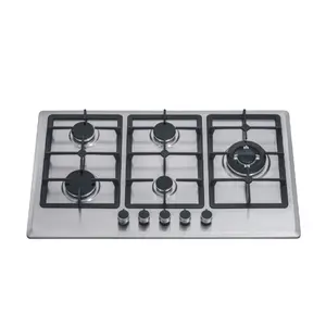 hot selling kitchen cooker 5 burner NG/LPG gas stove easy clean gas hob built in gas cooktop