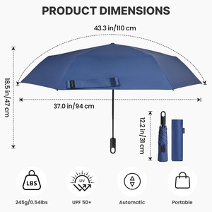 Paraguas Plegable Automático Auténtico con Anillo <span class=keywords><strong>de</strong></span> Sujeción y Mango con Gancho, Protección UV, Resistente a Tormentas, para Sol y Lluvia, Agencia <span class=keywords><strong>de</strong></span> Exportación Global - Product Image 3