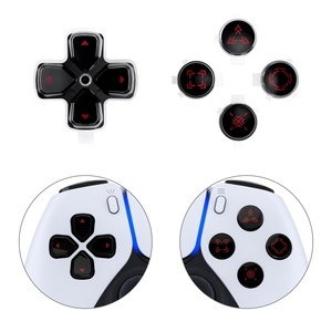 ปุ่มแอคชั่น D-pad แบบกำหนดเอง สีดำสามเฉด (ดำ, ใส, แดงเข้ม) สัญลักษณ์ดีไซน์ใหม่ ปุ่มหน้า D-pad สำหรับคอนโทรลเลอร์ PS5 - Product Image 2