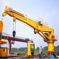 Grue télescopique marine offshore d'une tonne, rotation hydraulique à 360 degrés, télécommande sans fil avec moteur et boîte de vitesses pour bateau