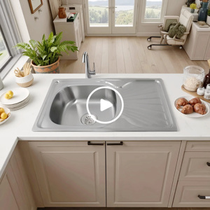 <span class=keywords><strong>Fregadero</strong></span> de Cocina de Acero Inoxidable Prensado, Diseño Cuadrado, Un Solo Orificio, <span class=keywords><strong>con</strong></span> <span class=keywords><strong>Escurridor</strong></span>, para Cocina, OEM - Product Image 1
