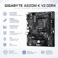Vente en gros de processeur AMD Ryzen 5 5500, carte mère GIGABYTE A520M K V2, kit combo PC avec 8 Go de RAM DDR4 3600 MHz en stock