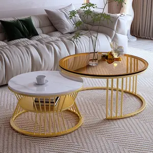 Matériau haut marbre Texture fer forgé minimaliste bureau maison salon meubles table basse de luxe