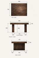 Table basse Wabi-sabi en bois de récupération, plateau en bois vieilli épais, table centrale rustique pour salon, salle de séjour et intérieurs d'hôtellerie